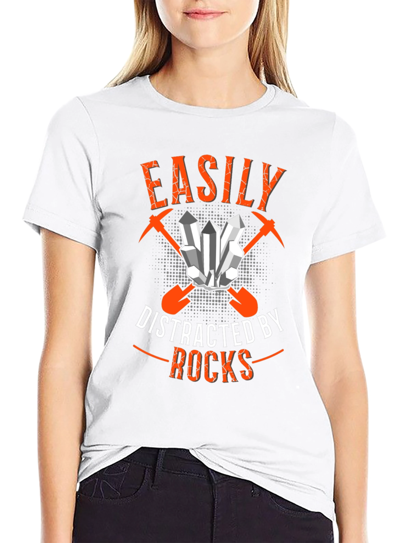 Easily Distracted By Rocks Black T-Shirt