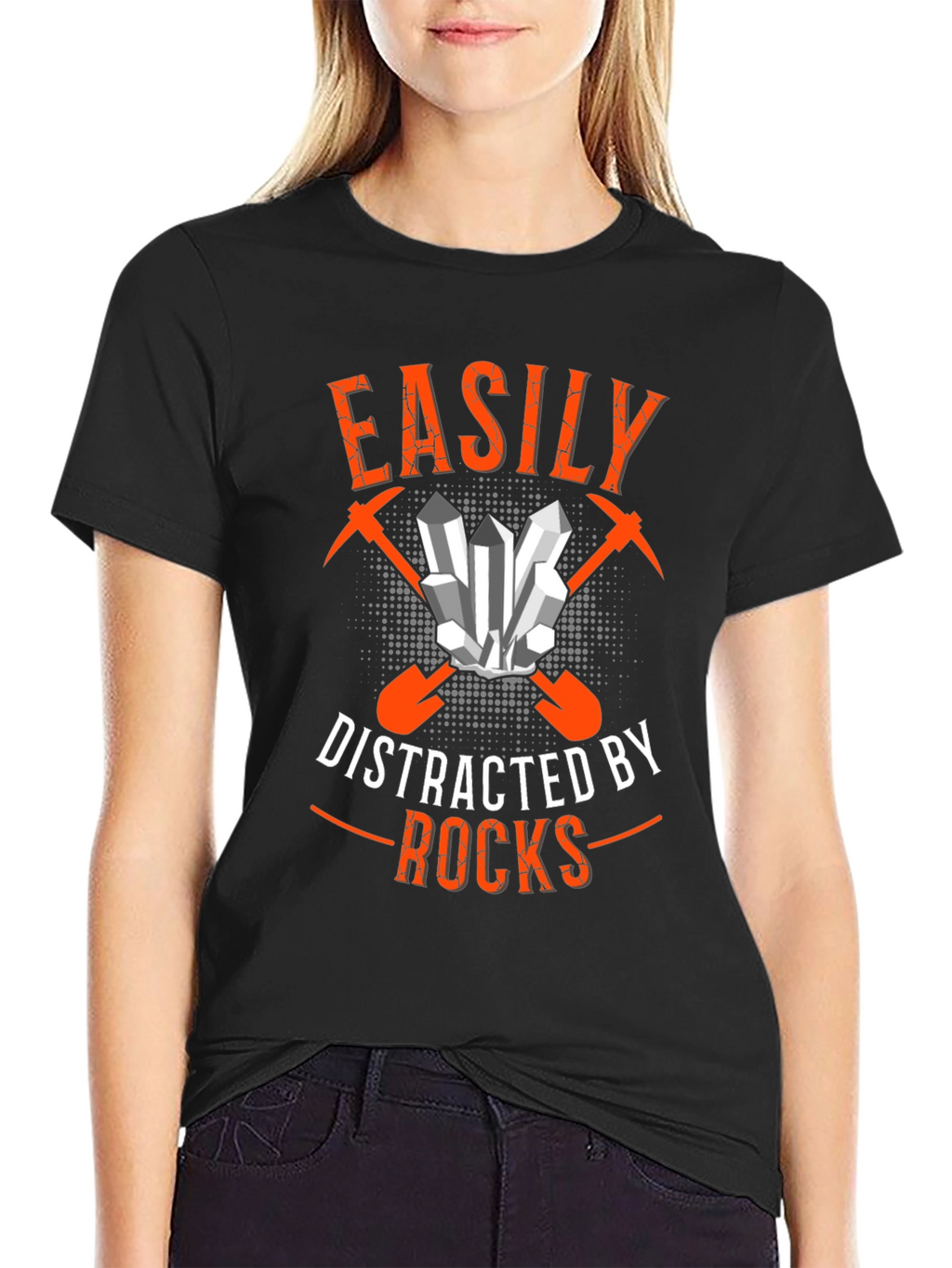 Easily Distracted By Rocks Black T-Shirt