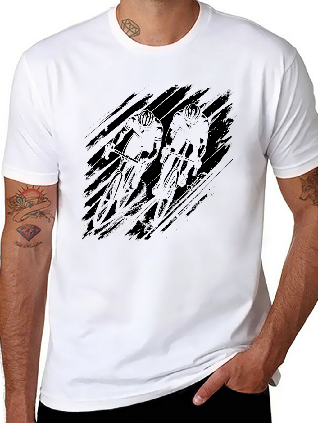 Mens Black Cycling Graphic T-Shirt