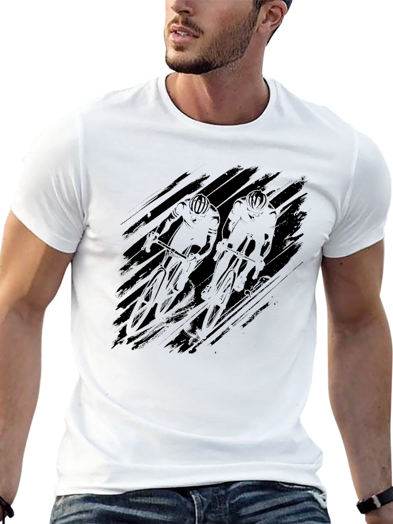 Mens Black Cycling Graphic T-Shirt