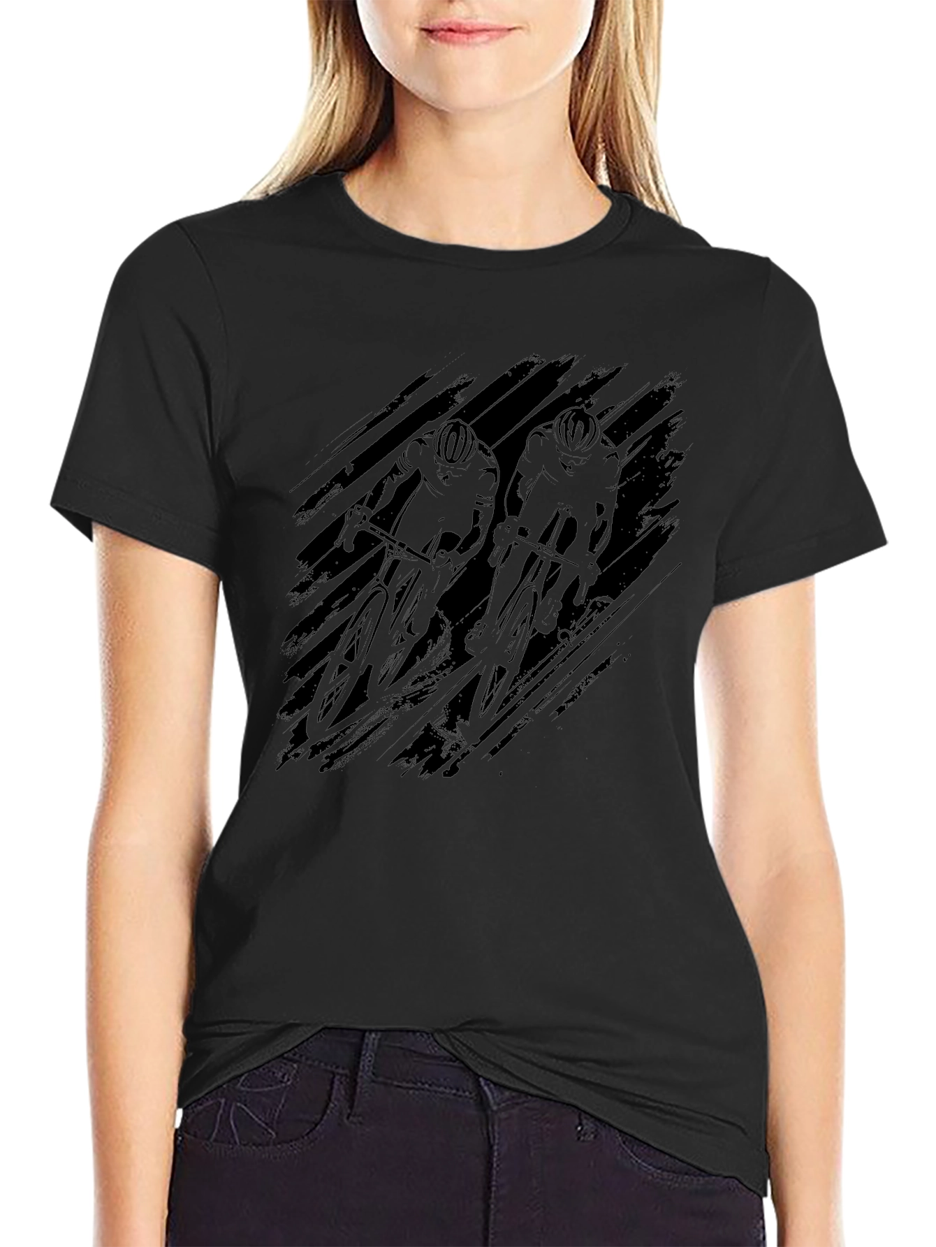 Mens Black Cycling Graphic T-Shirt