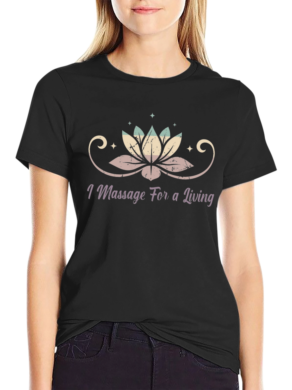 I Massage For a Living Lotus Black T-Shirt
