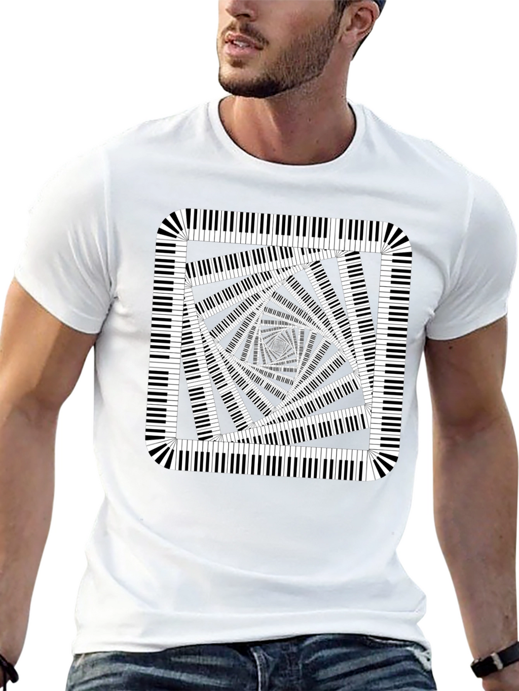 Piano Key Illusion Black T-Shirt