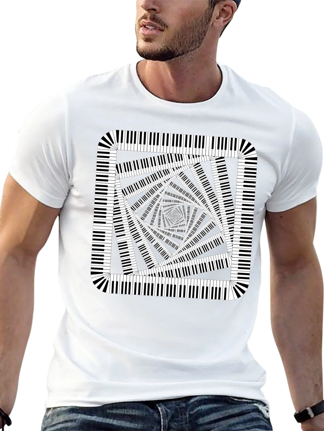 Piano Key Illusion Black T-Shirt