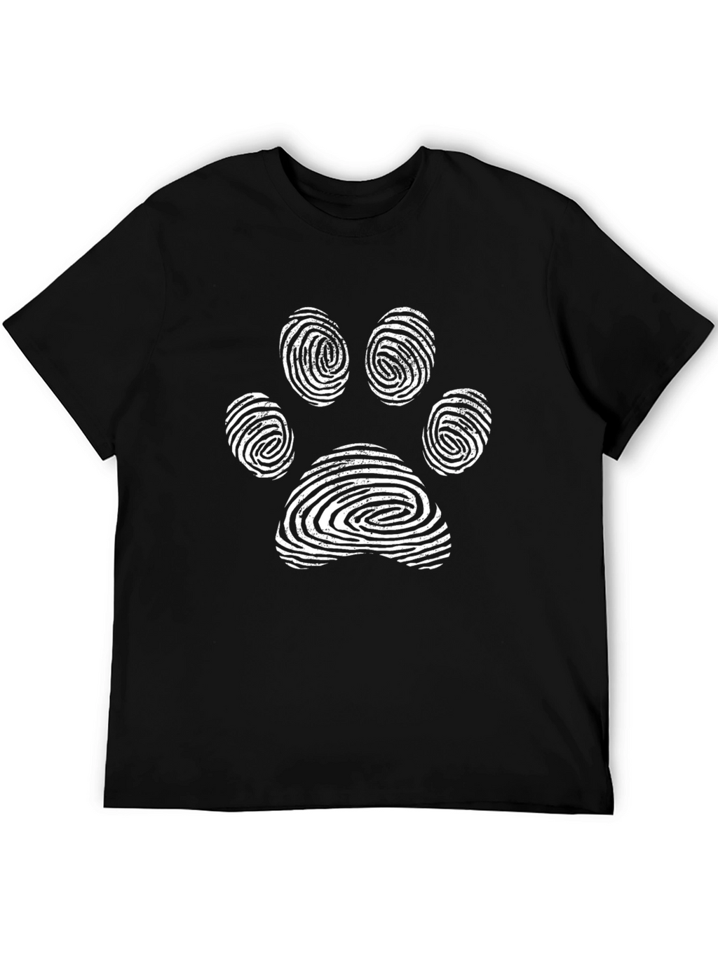 Paw Print Fingerprint Design Black T-Shirt