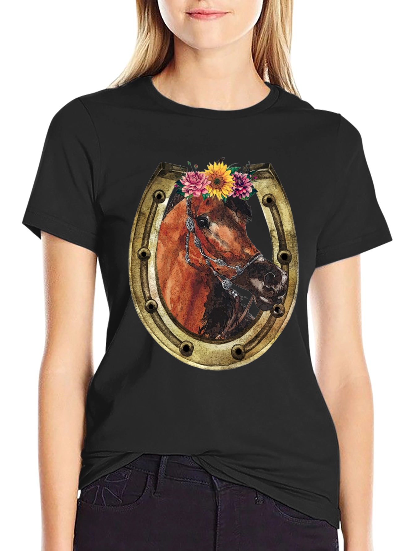 Horse & Horseshoe Graphic Tee - Western Style