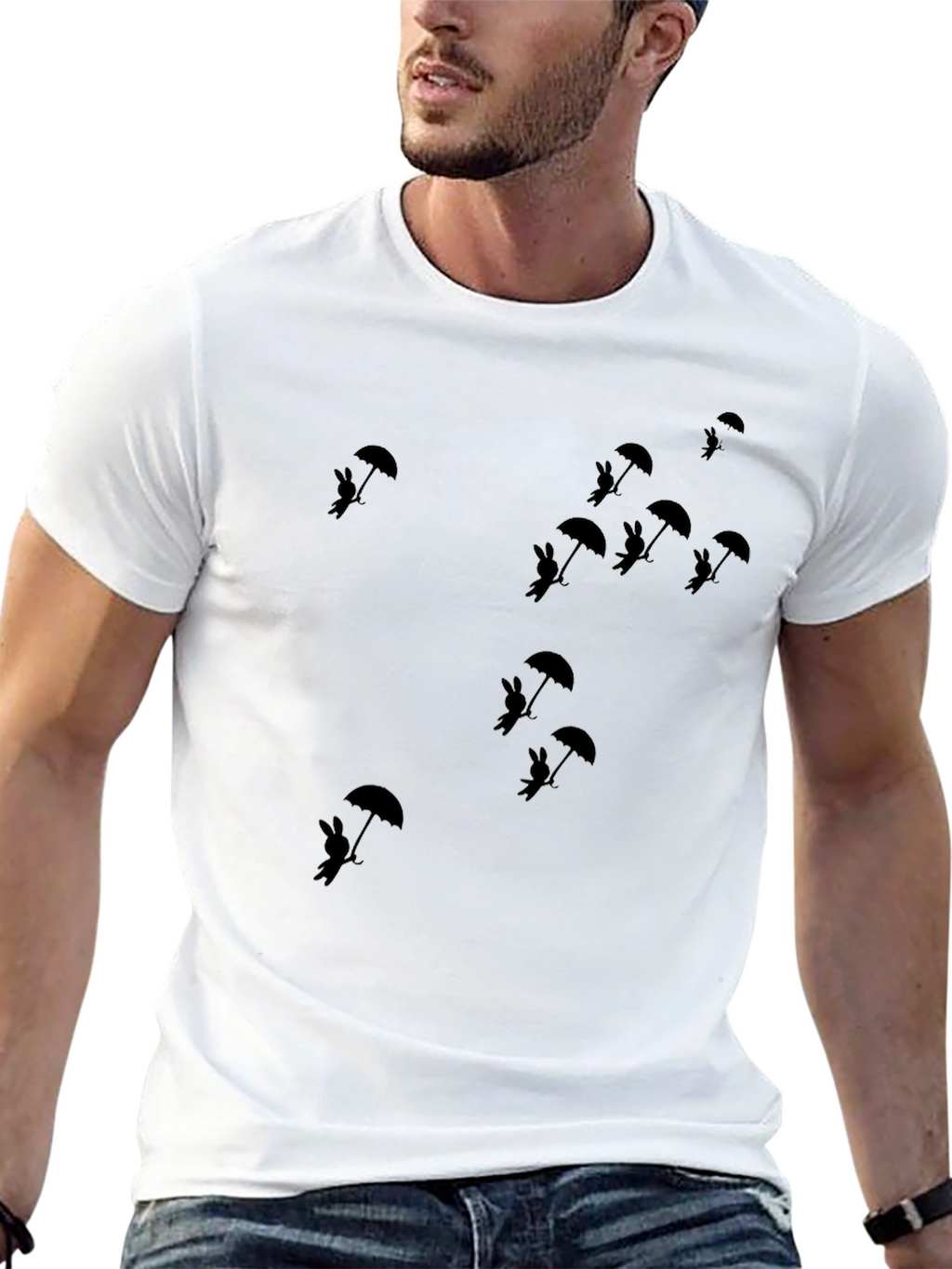 Bunny Umbrella Black Tee