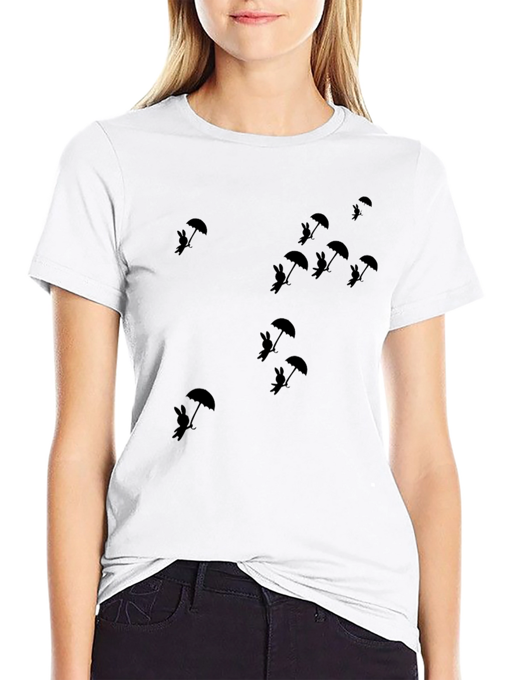 Bunny Umbrella Black Tee