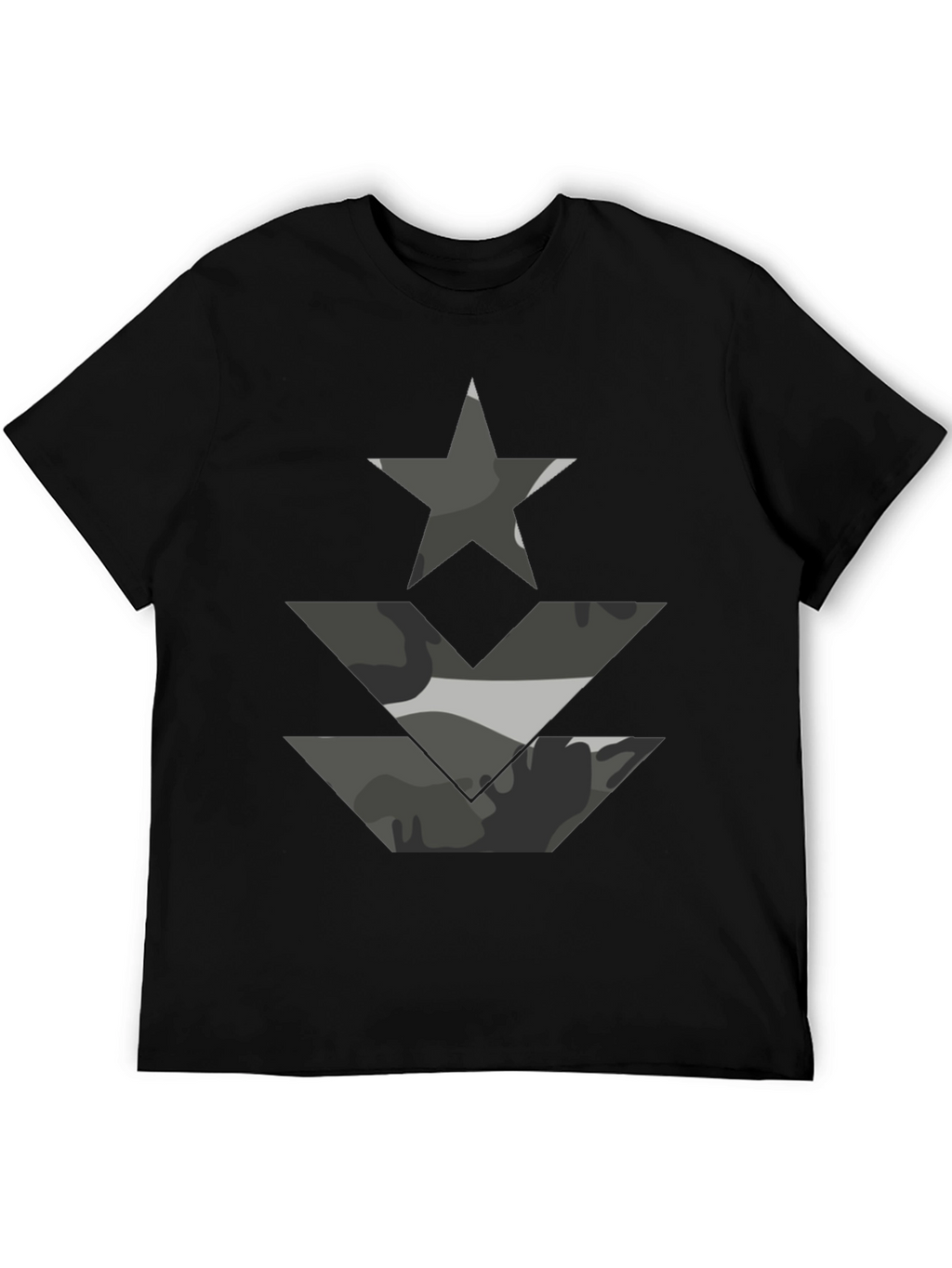 Camo Star & Chevron Graphic Tee - Black