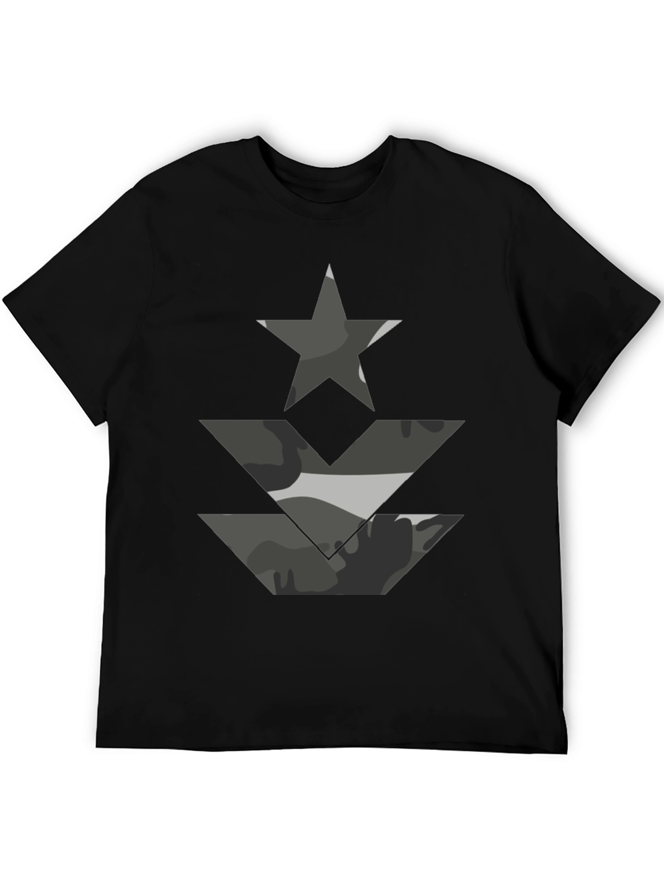 Camo Star & Chevron Graphic Tee - Black