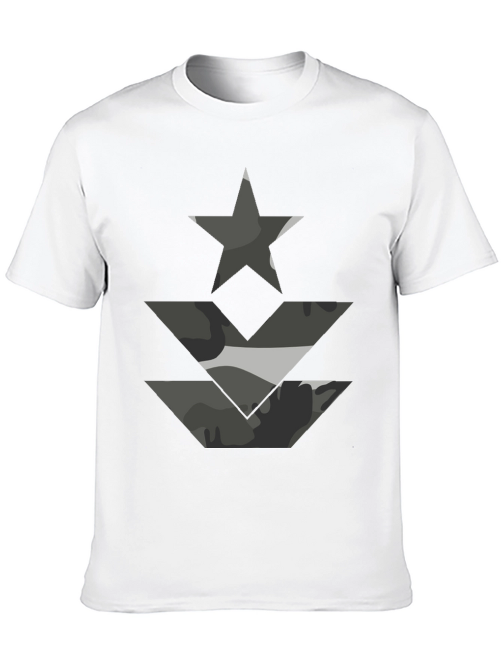 Camo Star & Chevron Graphic Tee - Black