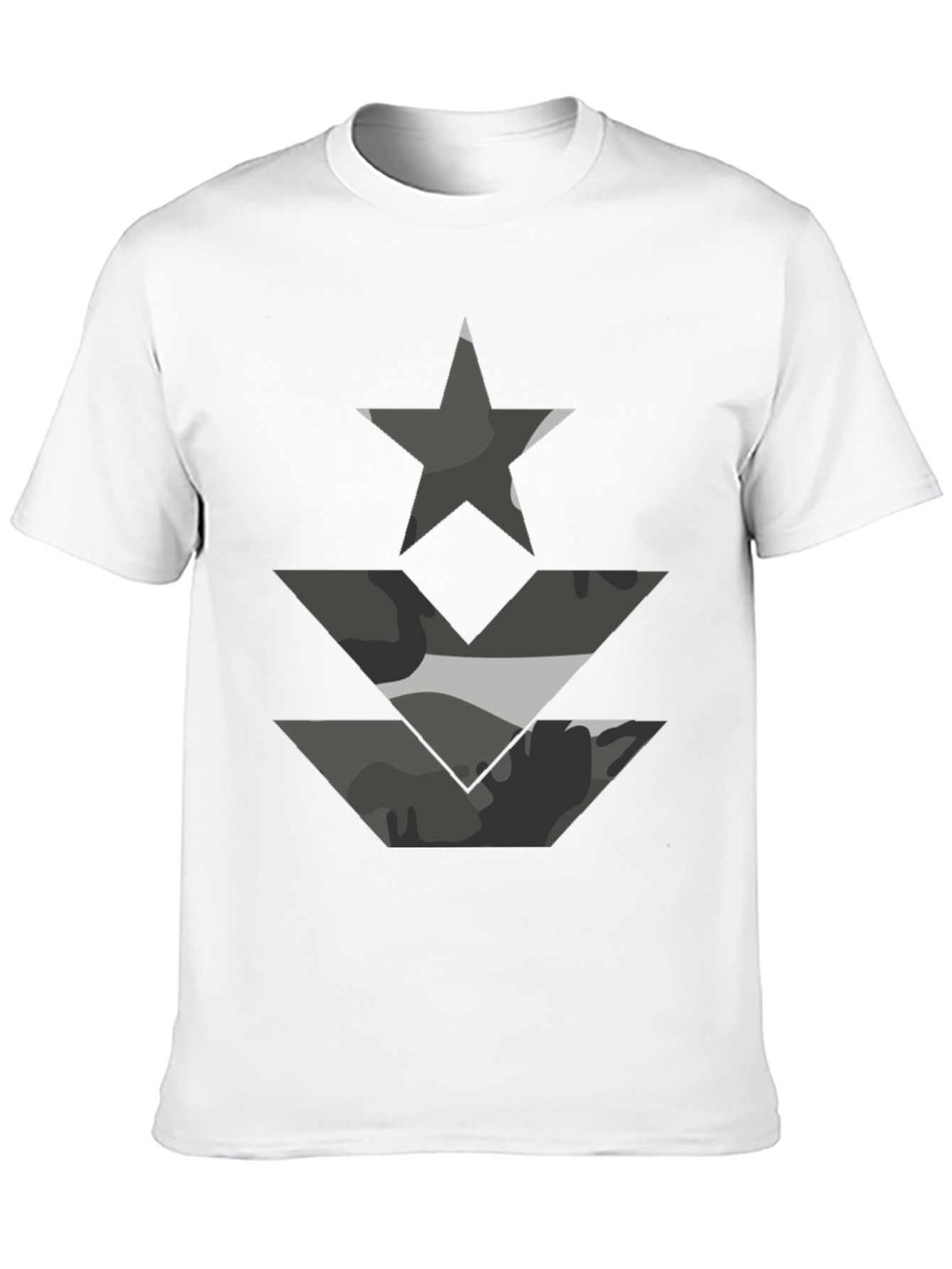 Camo Star & Chevron Graphic Tee - Black