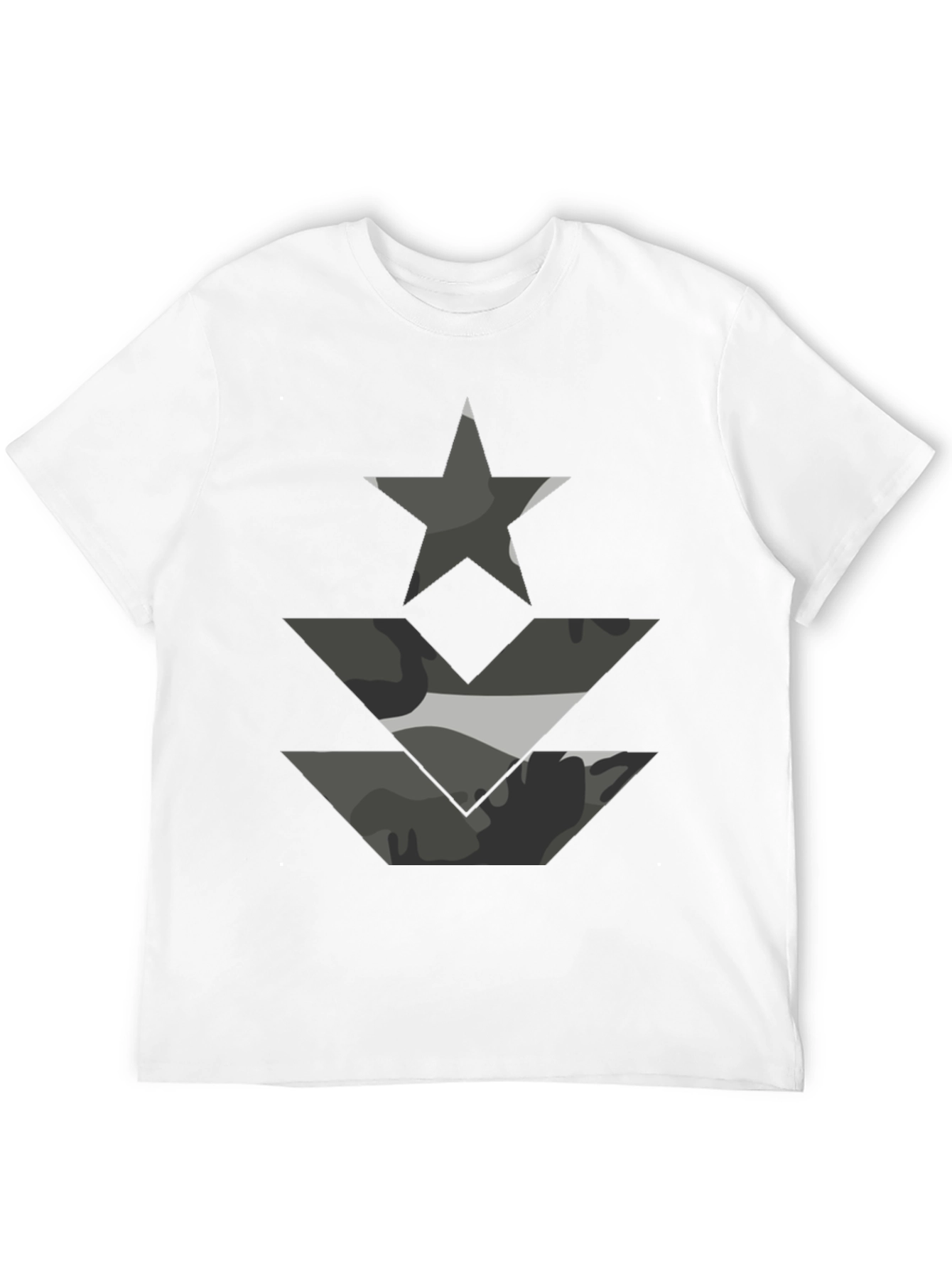 Camo Star & Chevron Graphic Tee - Black