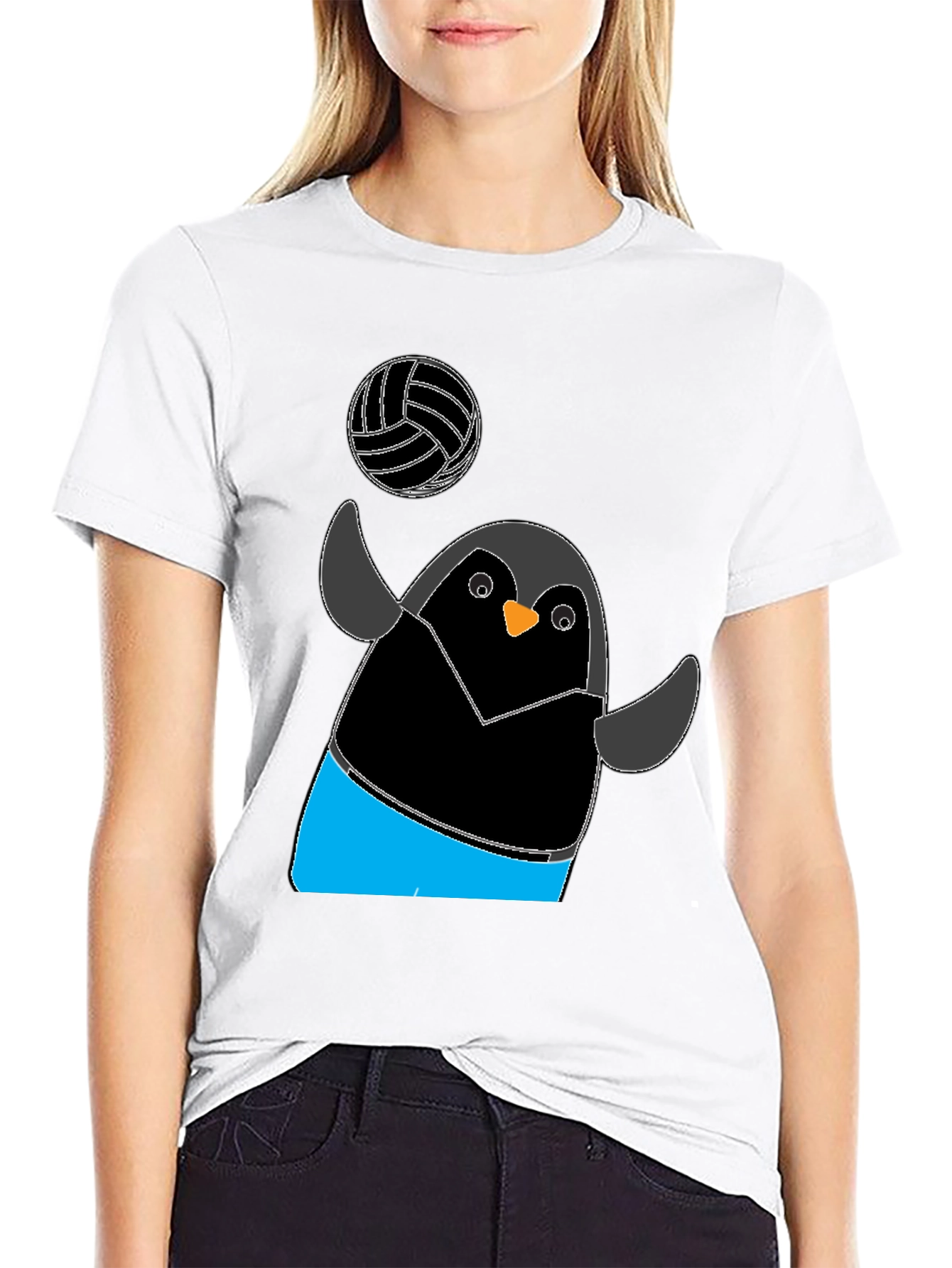 Penguin Volleyball T-Shirt - Black Casual Tee