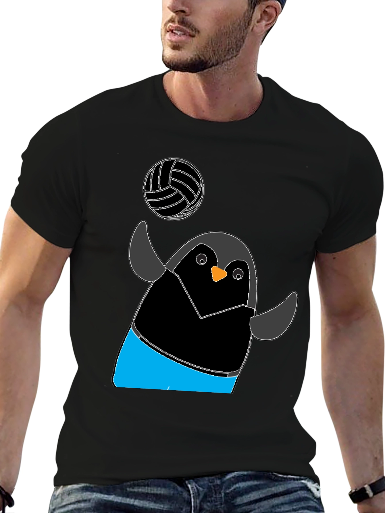 Penguin Volleyball T-Shirt - Black Casual Tee