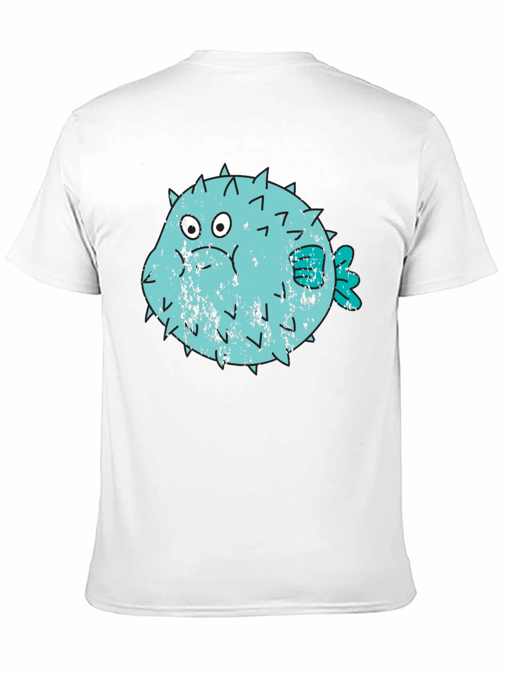 Puffer Fish Graphic T-Shirt - Black Crew Neck