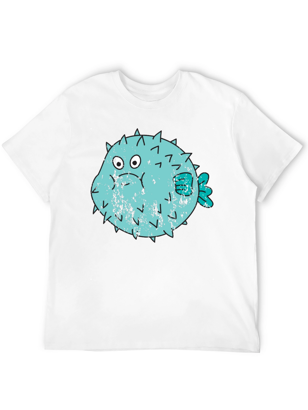 Puffer Fish Graphic T-Shirt - Black Crew Neck