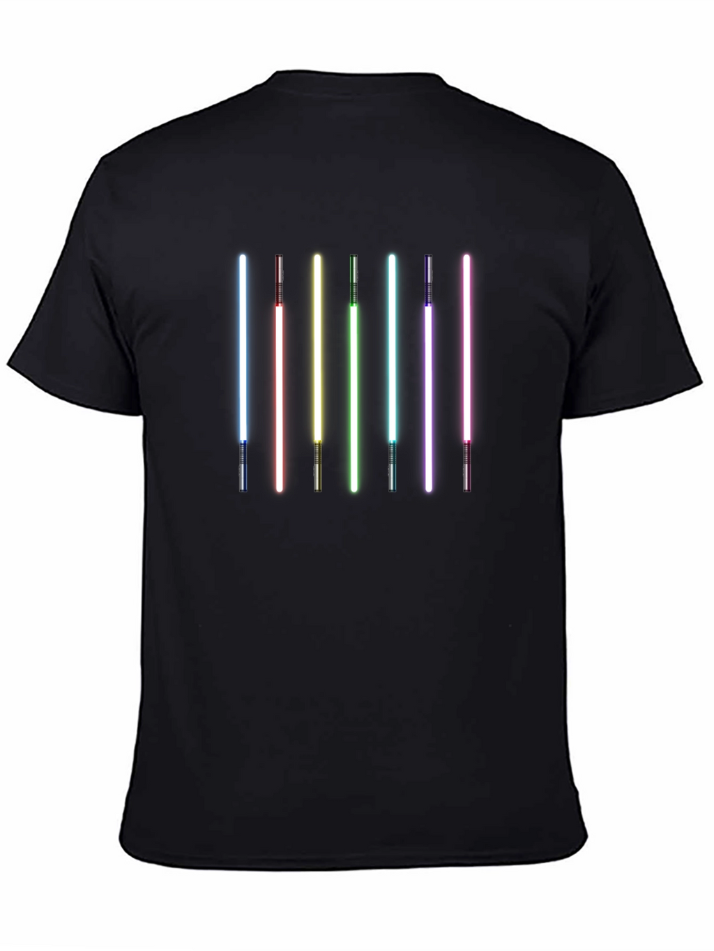 Rainbow Lightsaber Graphic Black T-Shirt