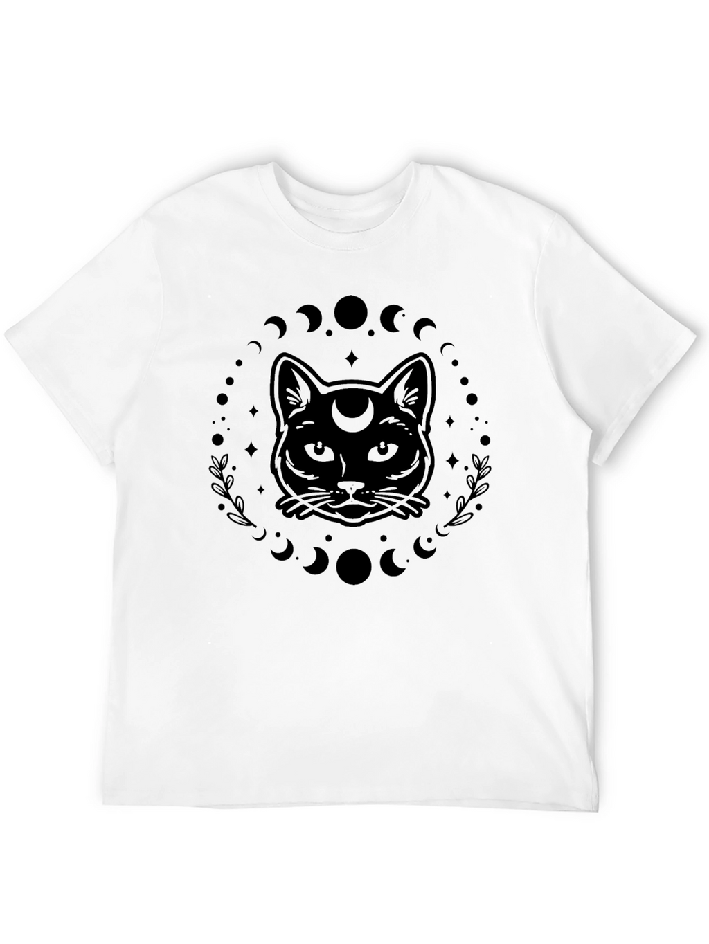 Mystic Cat Moon Phase Graphic T-Shirt