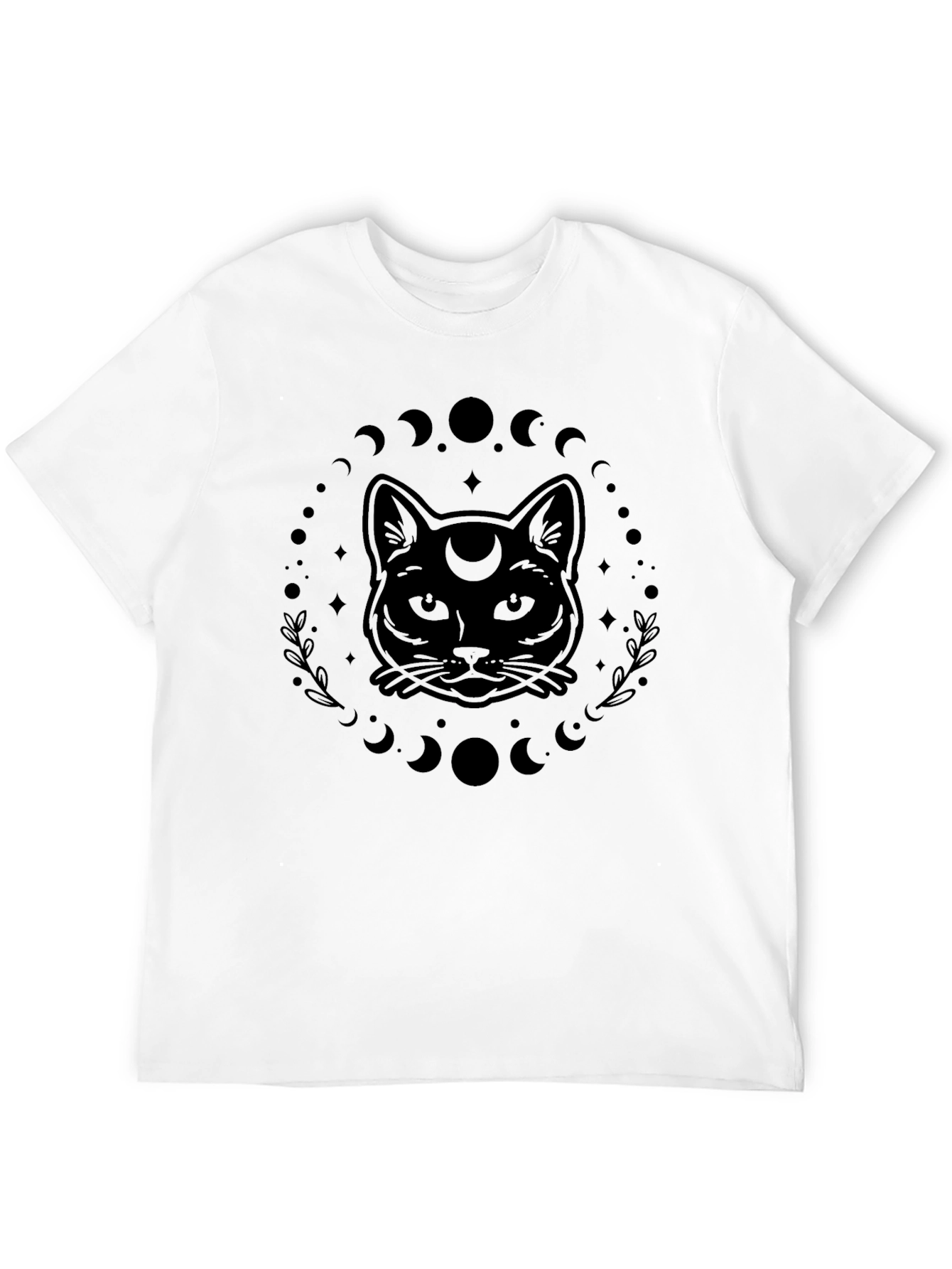 Mystic Cat Moon Phase Graphic T-Shirt