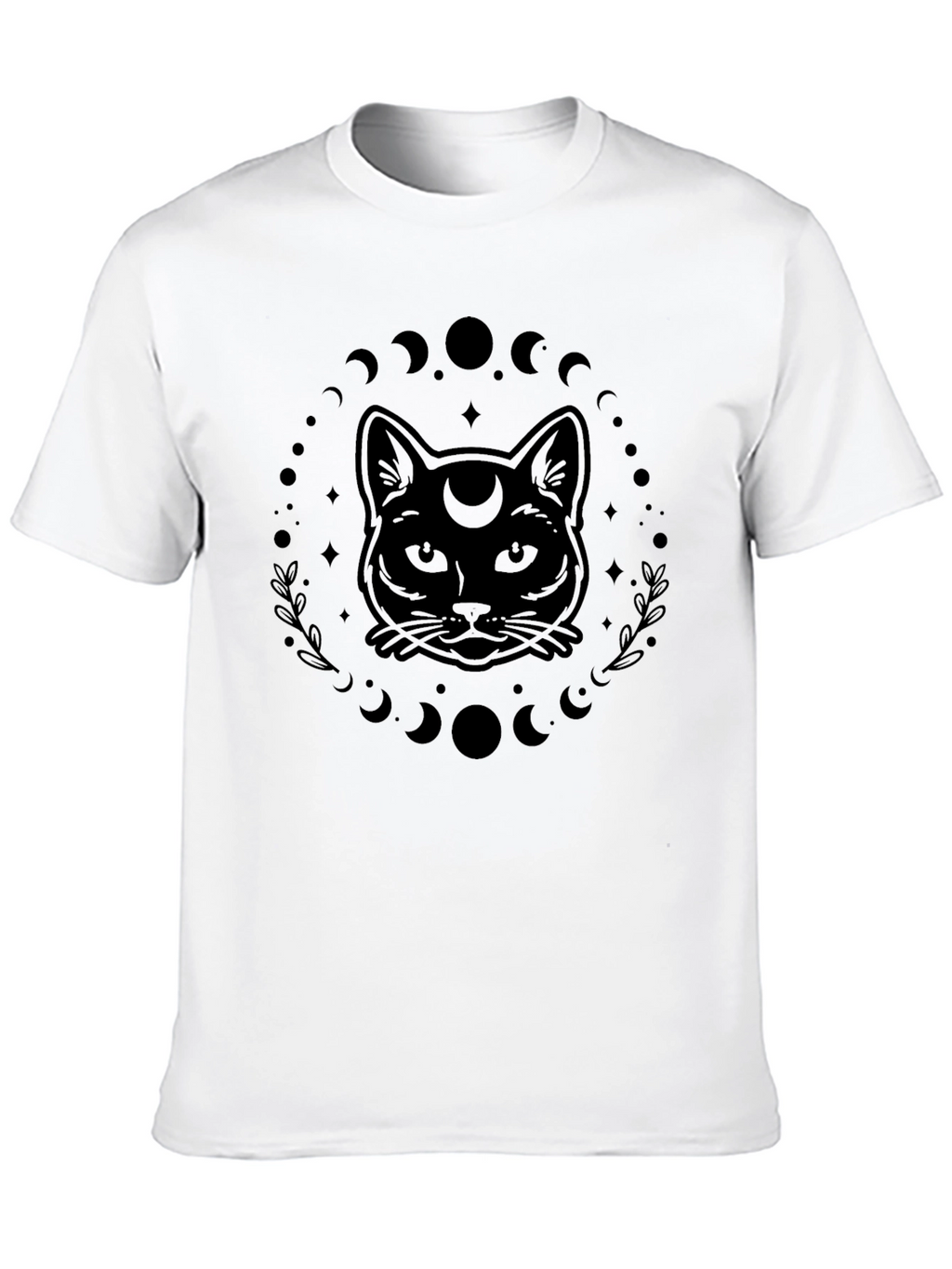 Mystic Cat Moon Phase Graphic T-Shirt