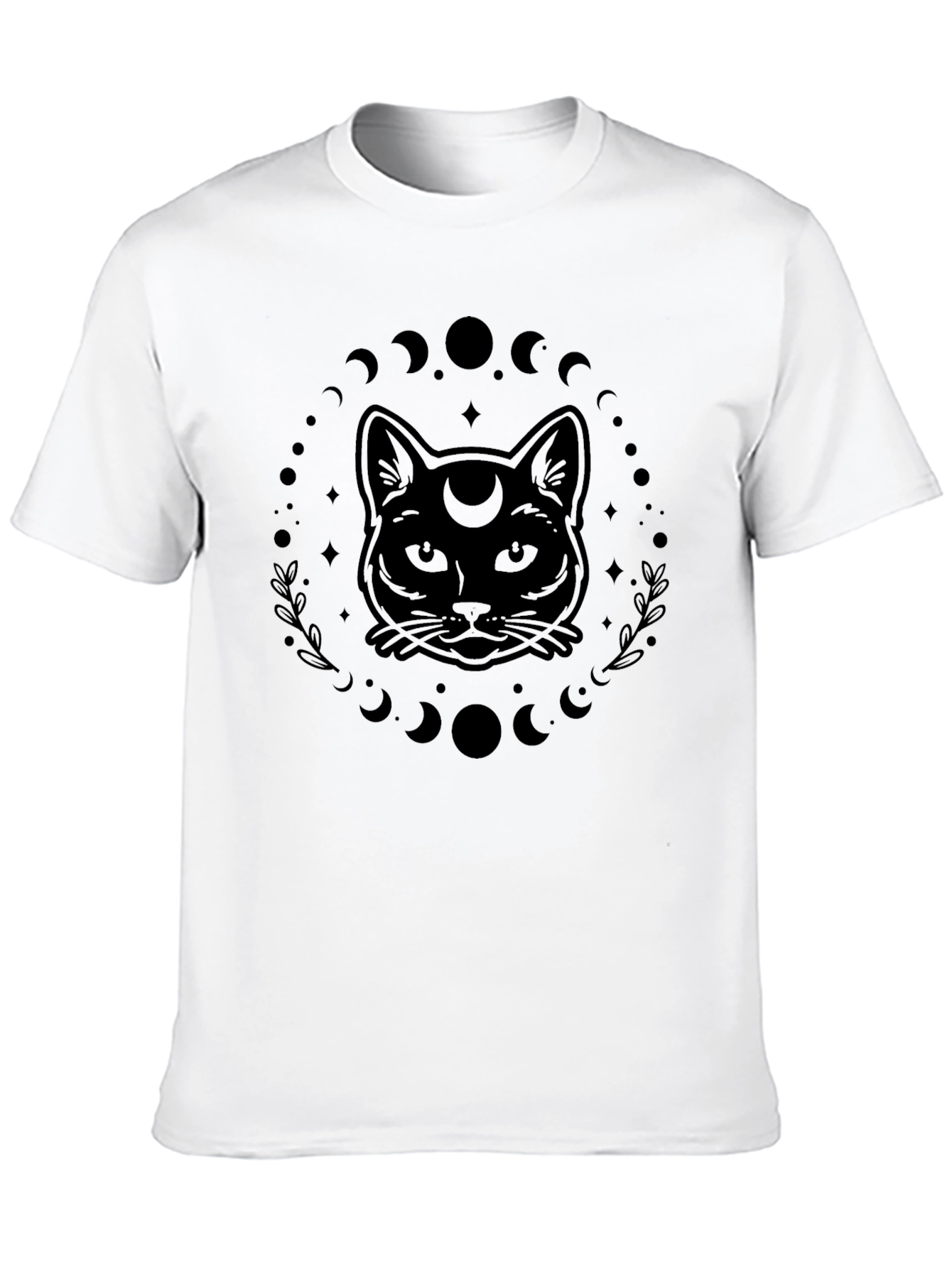 Mystic Cat Moon Phase Graphic T-Shirt