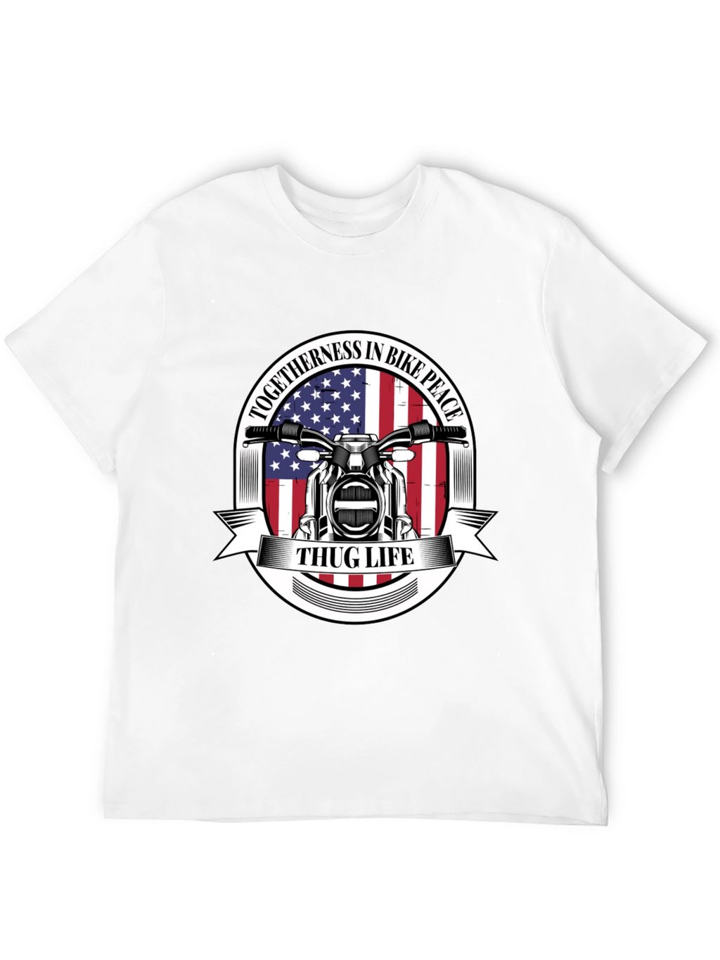 Thug Life Biker T-Shirt: American Flag Motorcycle Tee