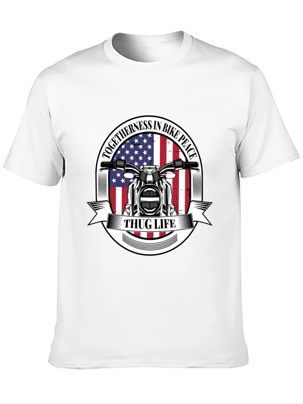 Thug Life Biker T-Shirt: American Flag Motorcycle Tee