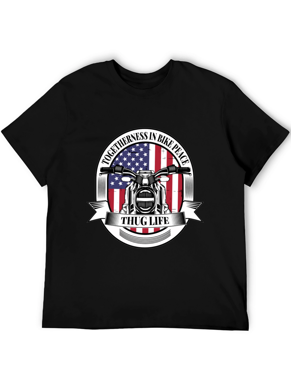 Thug Life Biker T-Shirt: American Flag Motorcycle Tee
