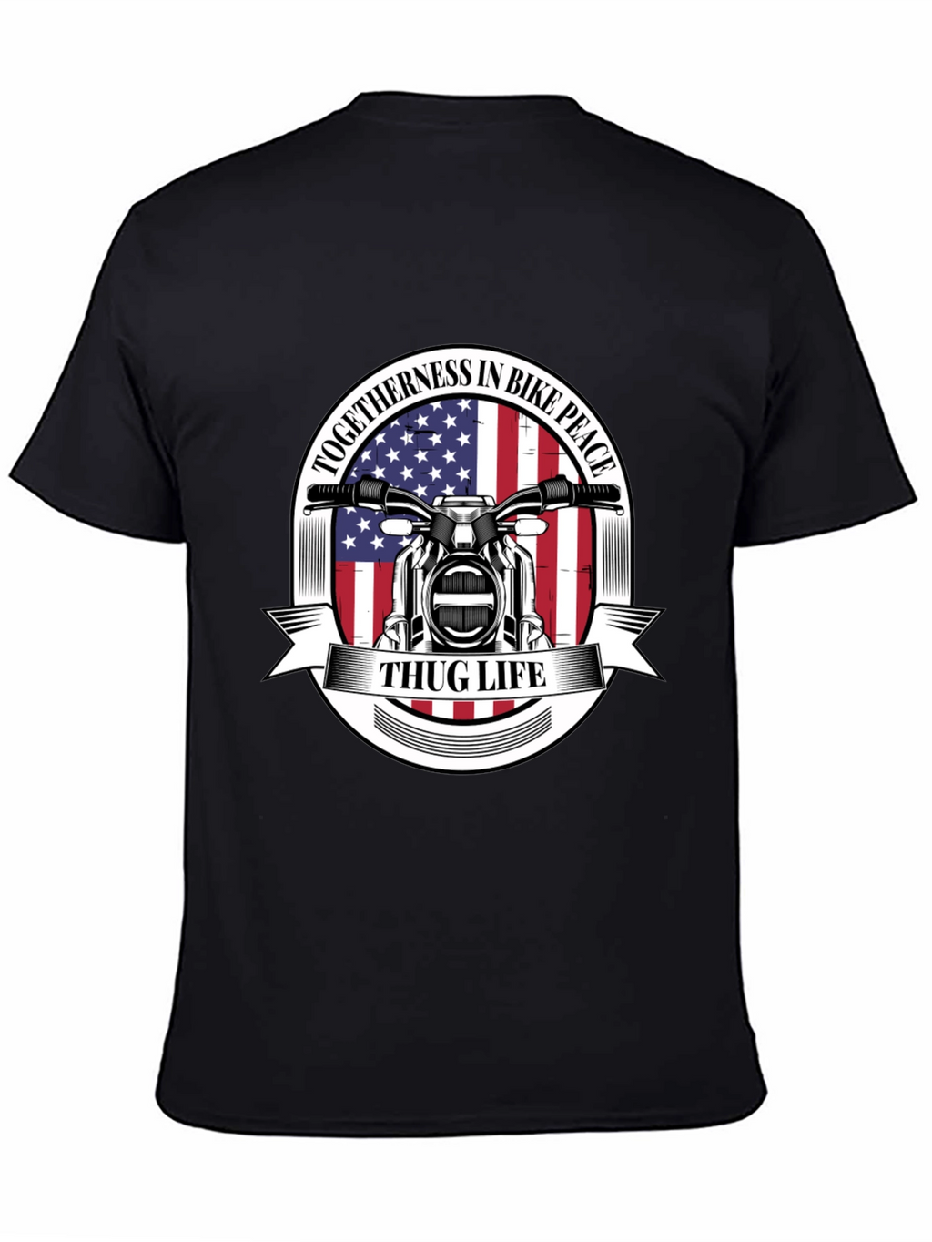 Thug Life Biker T-Shirt: American Flag Motorcycle Tee