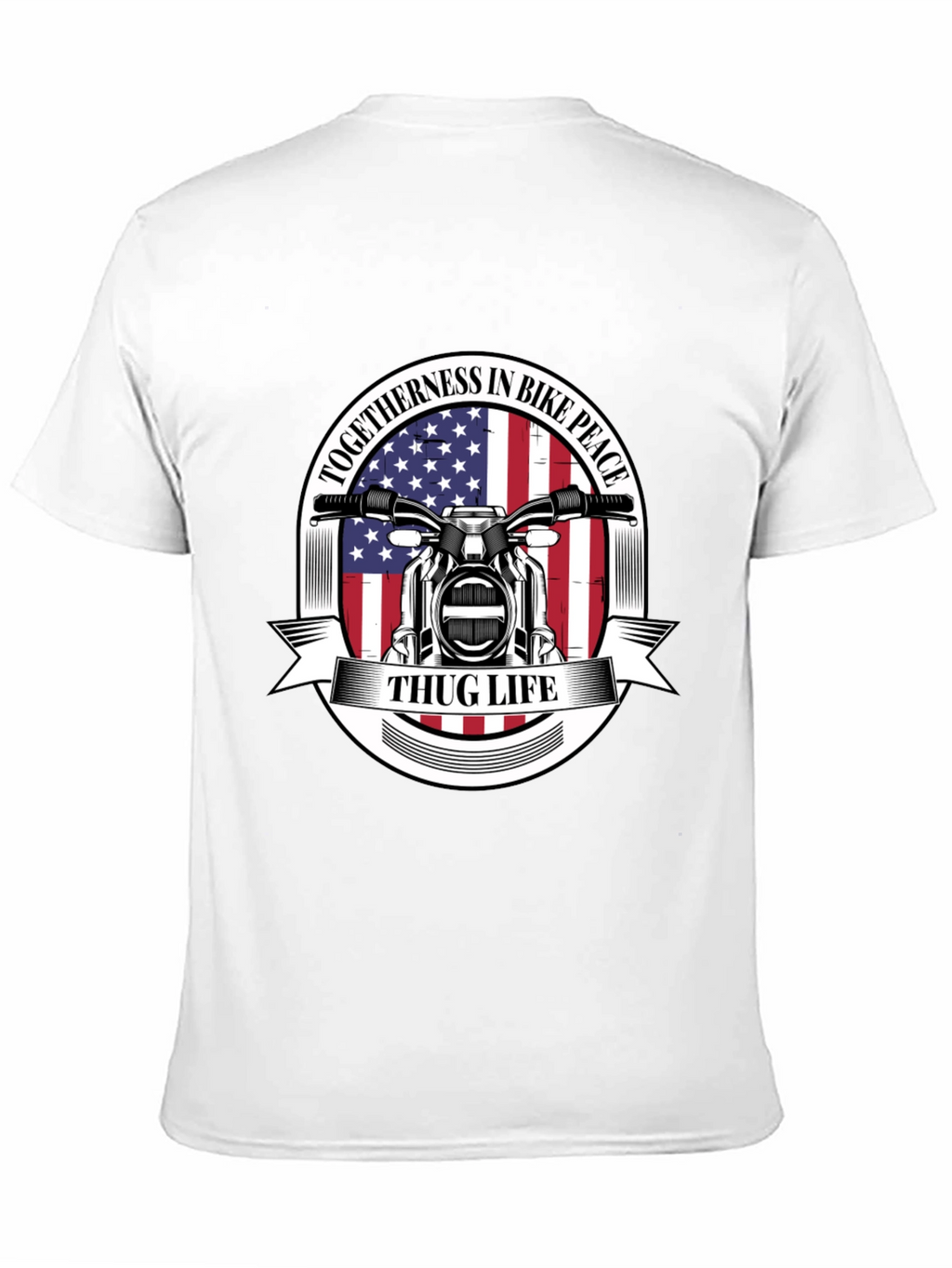 Thug Life Biker T-Shirt: American Flag Motorcycle Tee