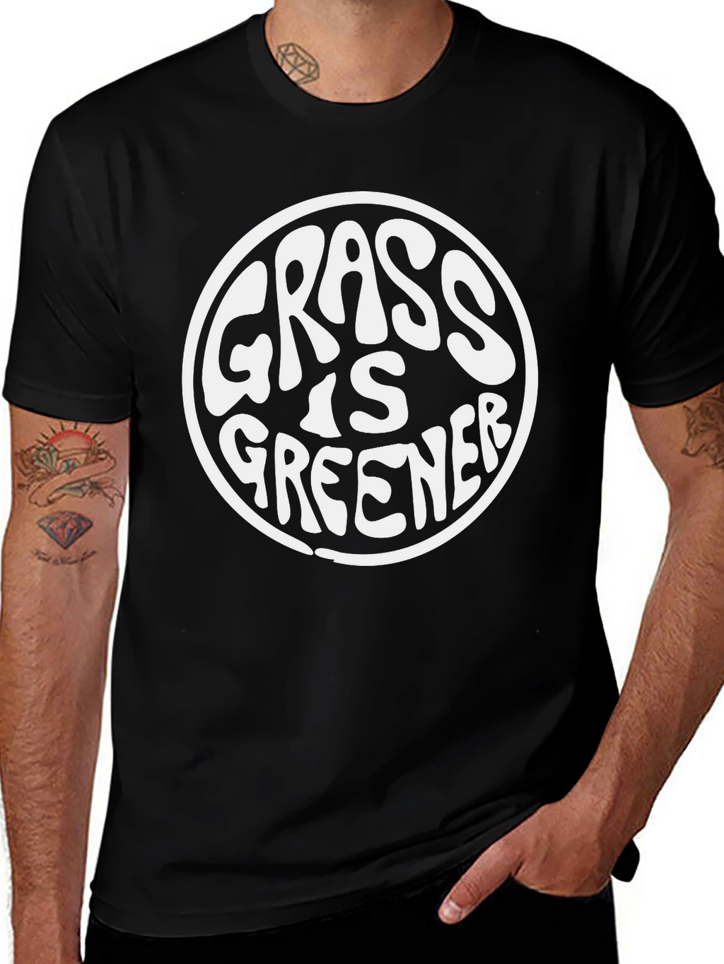 Grass Is Greener T-Shirt - Black Classic Fit
