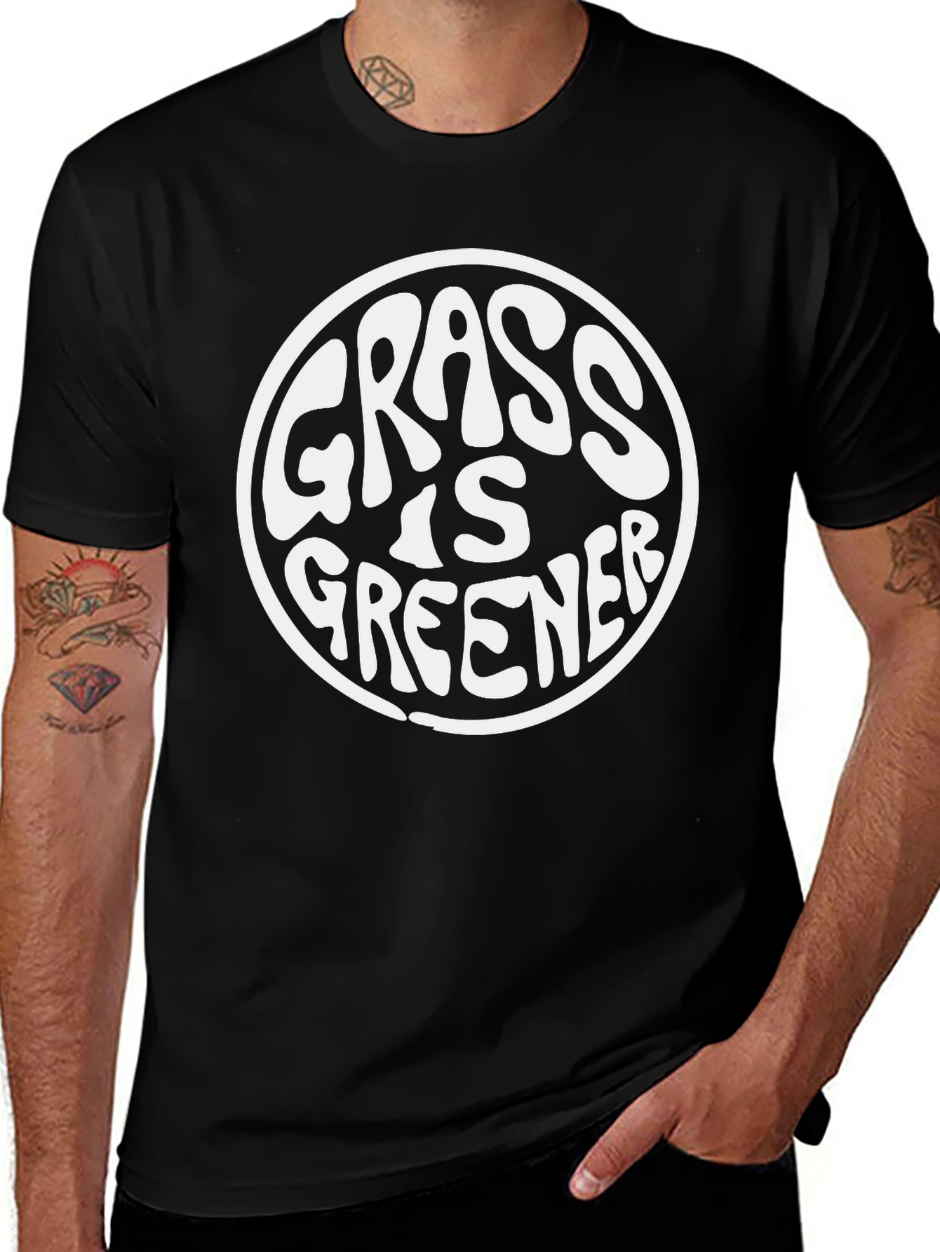 Grass Is Greener T-Shirt - Black Classic Fit