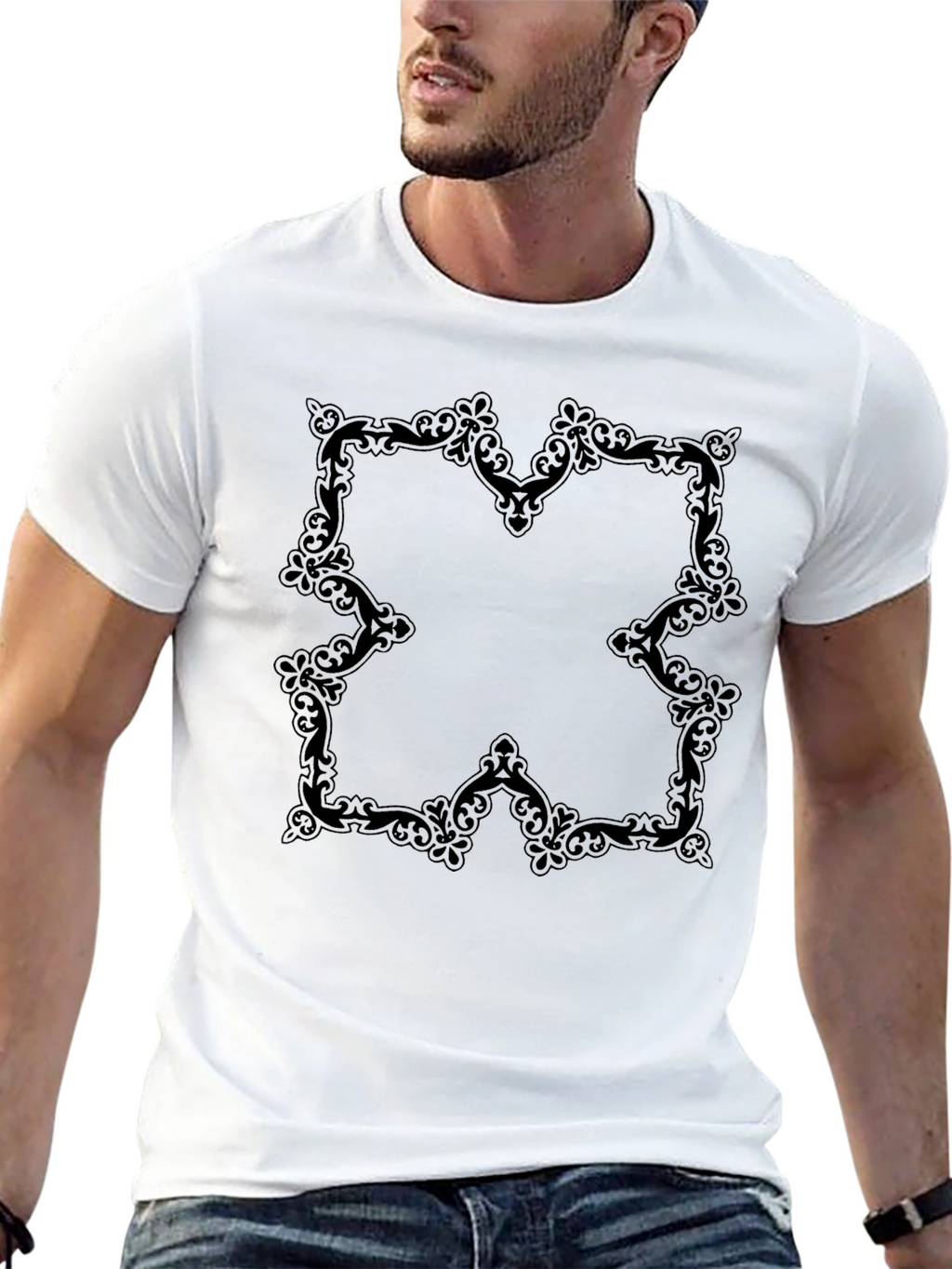 Elegant Black Ornamental Tee