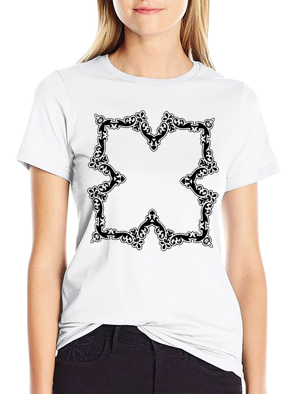 Elegant Black Ornamental Tee
