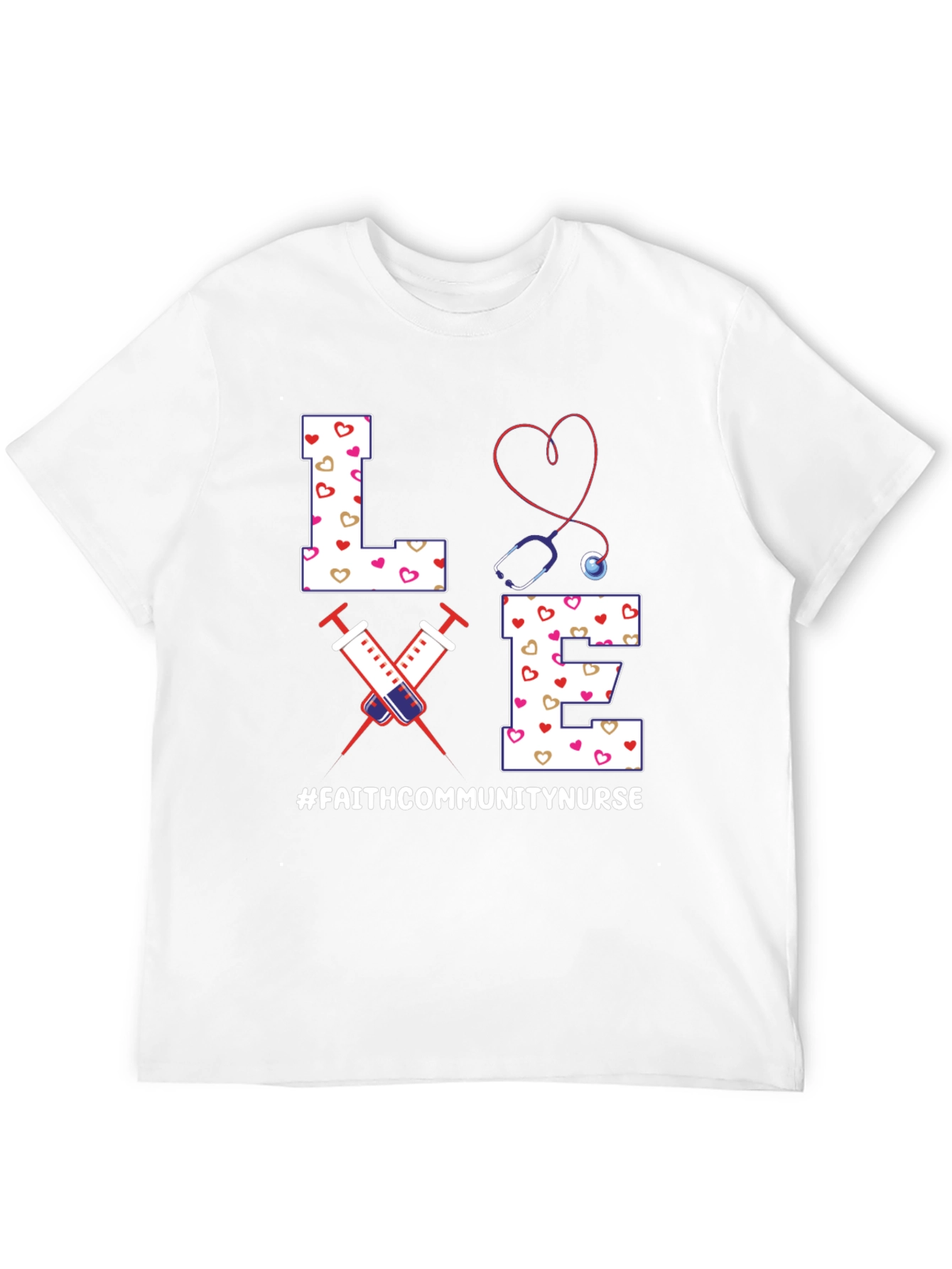 Faith Community Nurse T-Shirt - LOVE Heart Design