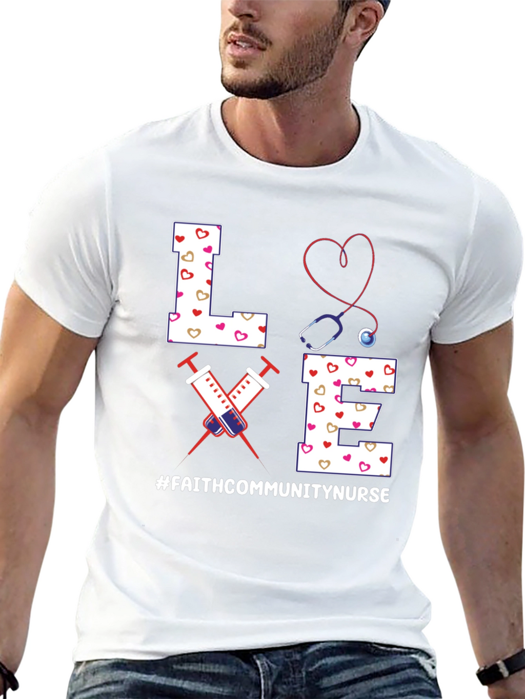 Faith Community Nurse T-Shirt - LOVE Heart Design