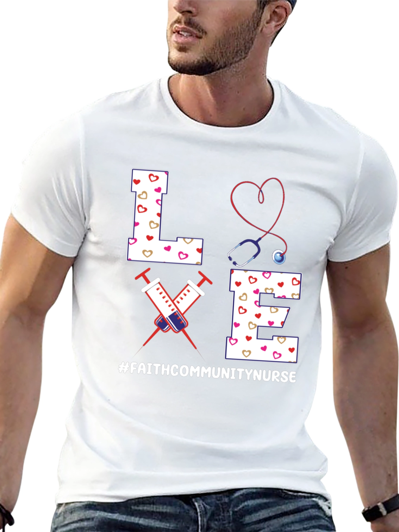 Faith Community Nurse T-Shirt - LOVE Heart Design