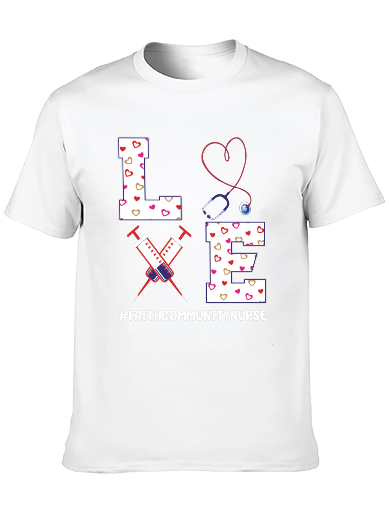 Faith Community Nurse T-Shirt - LOVE Heart Design