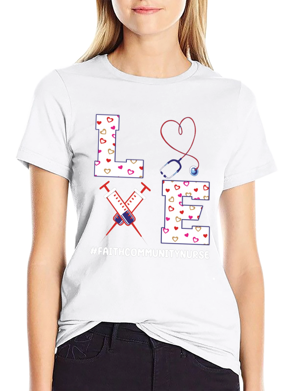 Faith Community Nurse T-Shirt - LOVE Heart Design