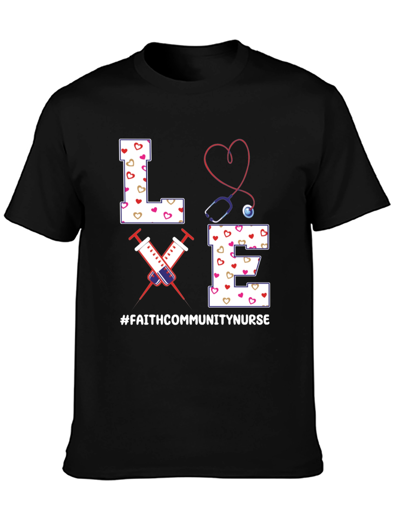 Faith Community Nurse T-Shirt - LOVE Heart Design