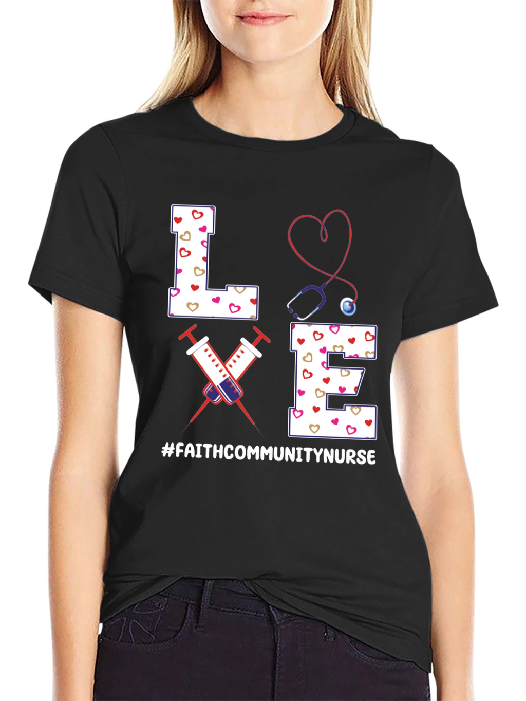 Faith Community Nurse T-Shirt - LOVE Heart Design