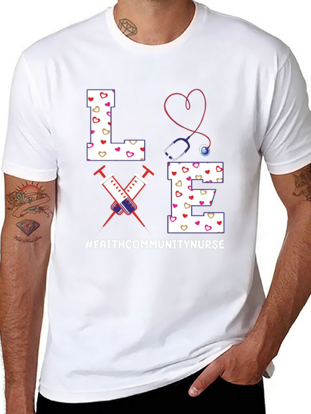 Faith Community Nurse T-Shirt - LOVE Heart Design