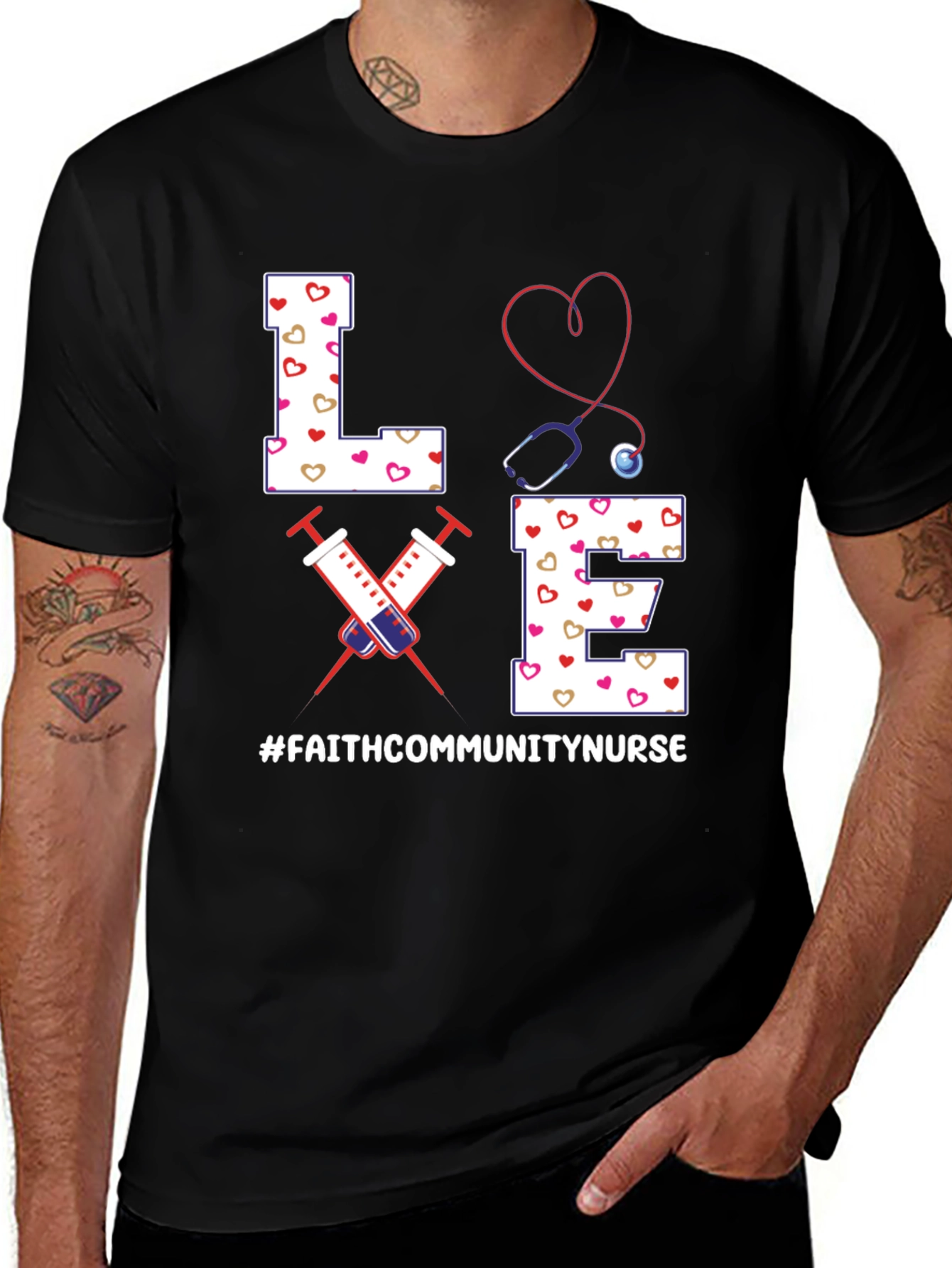 Faith Community Nurse T-Shirt - LOVE Heart Design