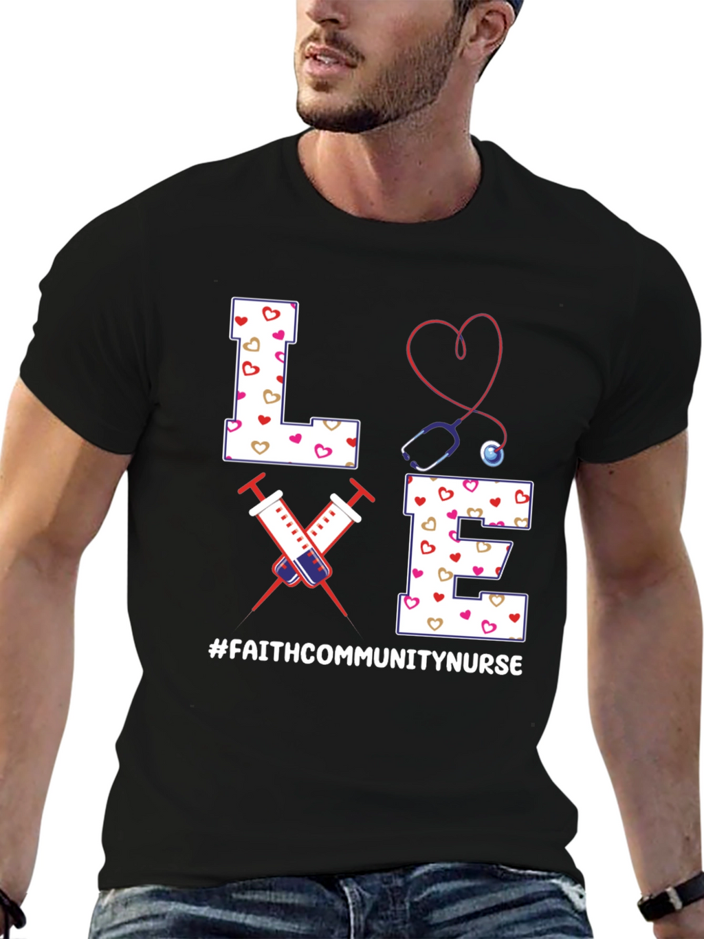 Faith Community Nurse T-Shirt - LOVE Heart Design