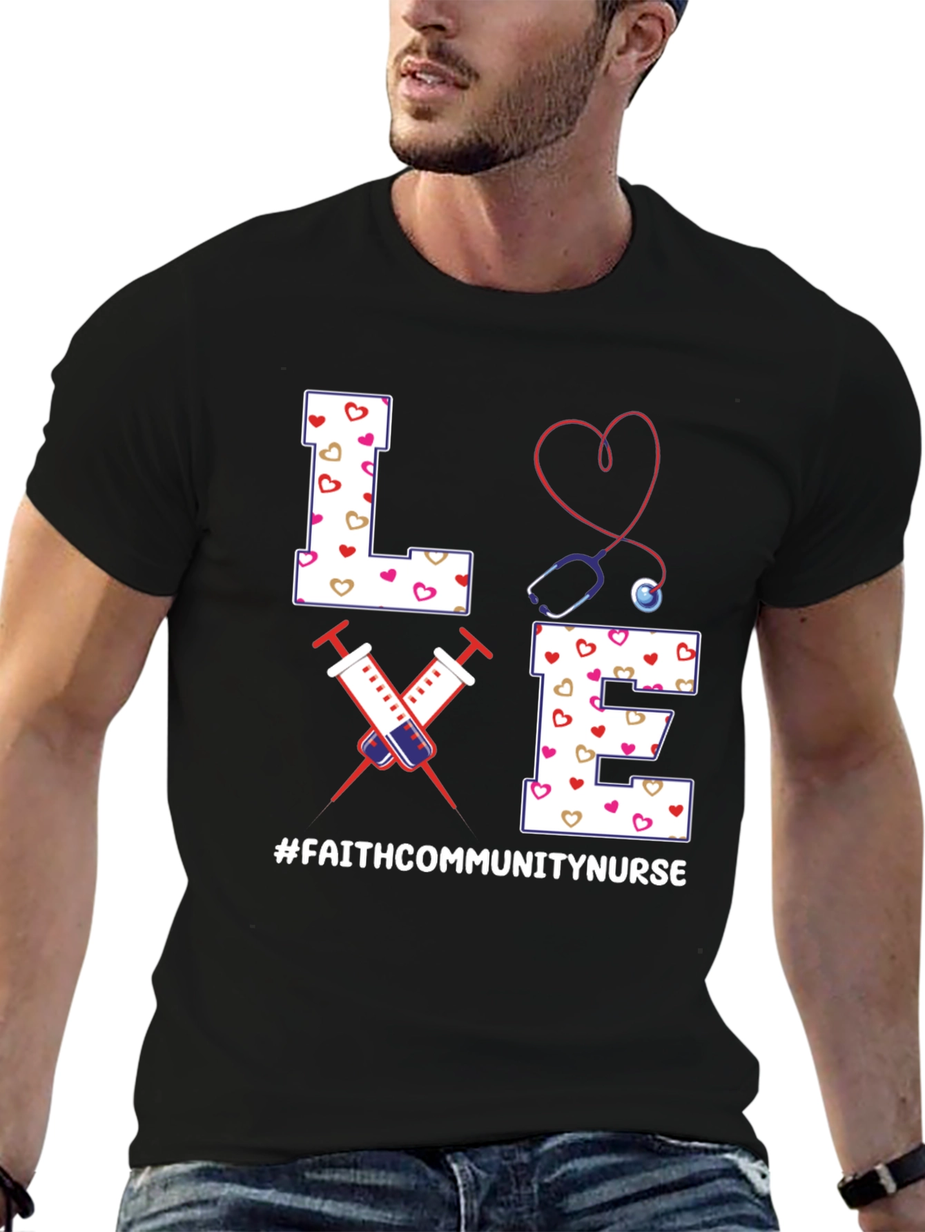 Faith Community Nurse T-Shirt - LOVE Heart Design