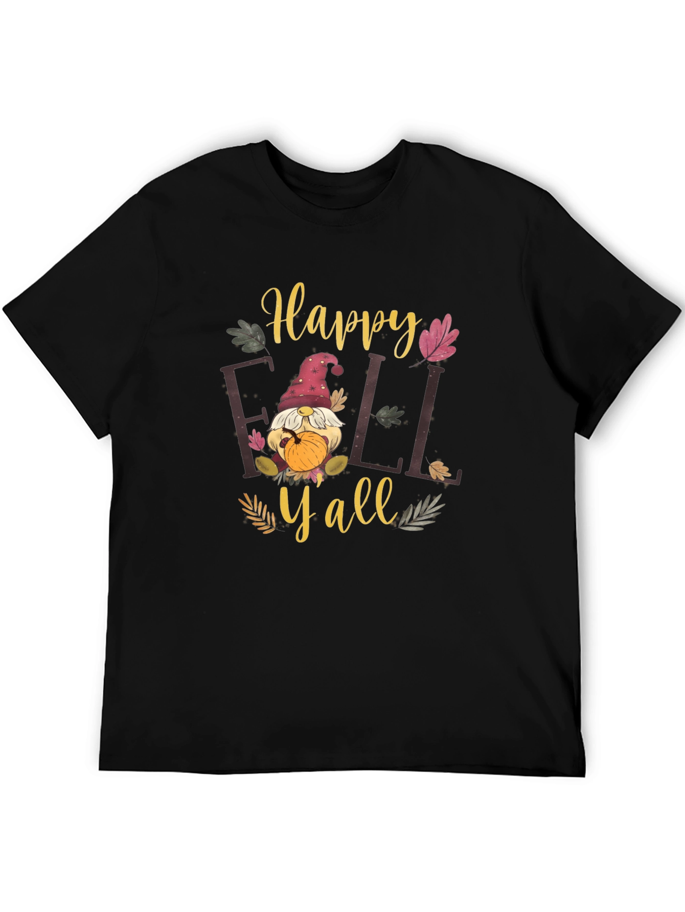 Happy Fall Yall Black T-Shirt