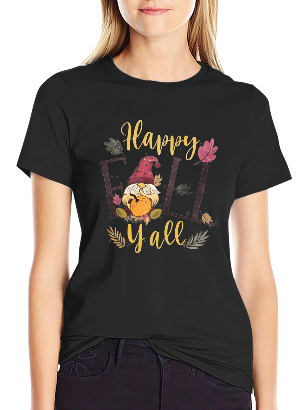Happy Fall Yall Black T-Shirt