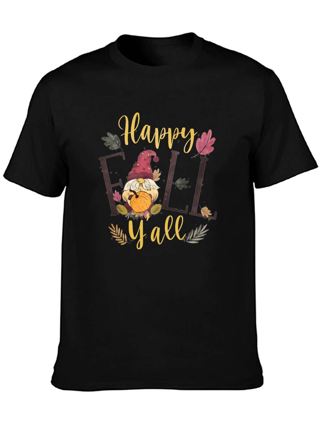 Happy Fall Yall Black T-Shirt