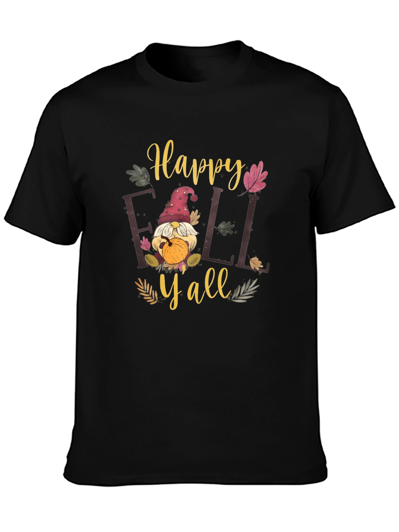 Happy Fall Yall Black T-Shirt